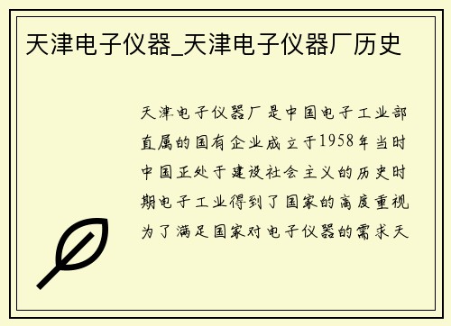 天津电子仪器_天津电子仪器厂历史